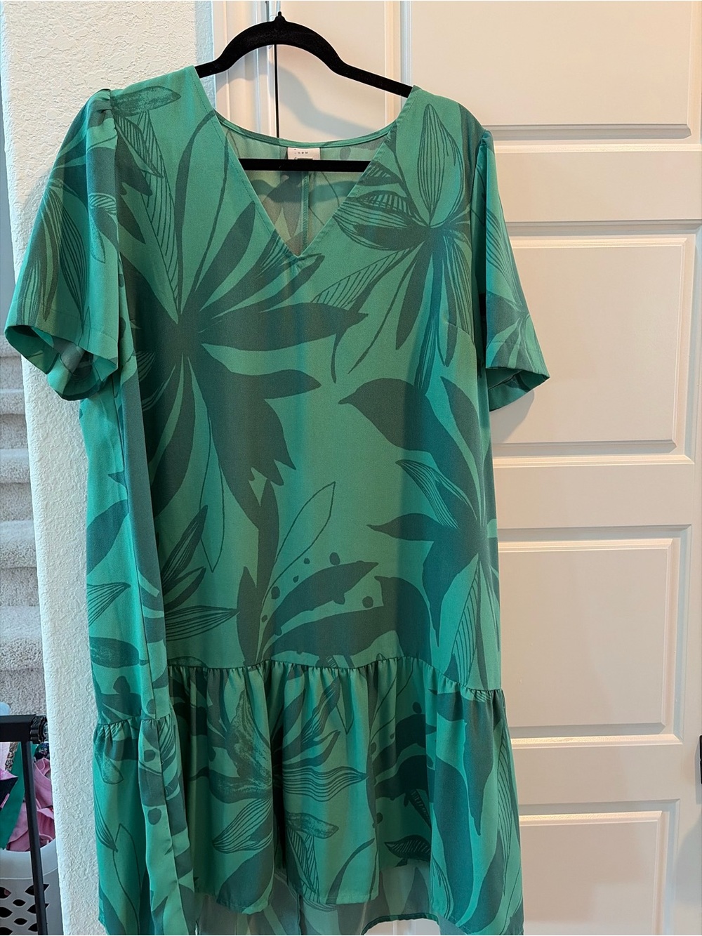 a new day Teal Green Floral V-Neck Midi Dress